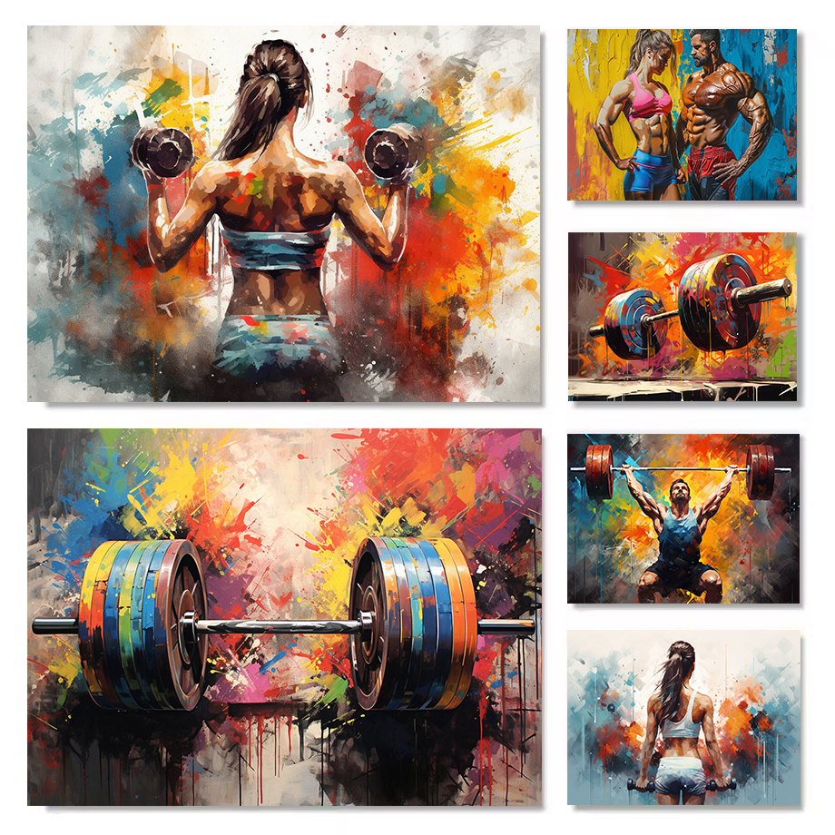 Home Gym Dumbbell Workout - Graffiti Barbell Girl with Dumbbells Workout