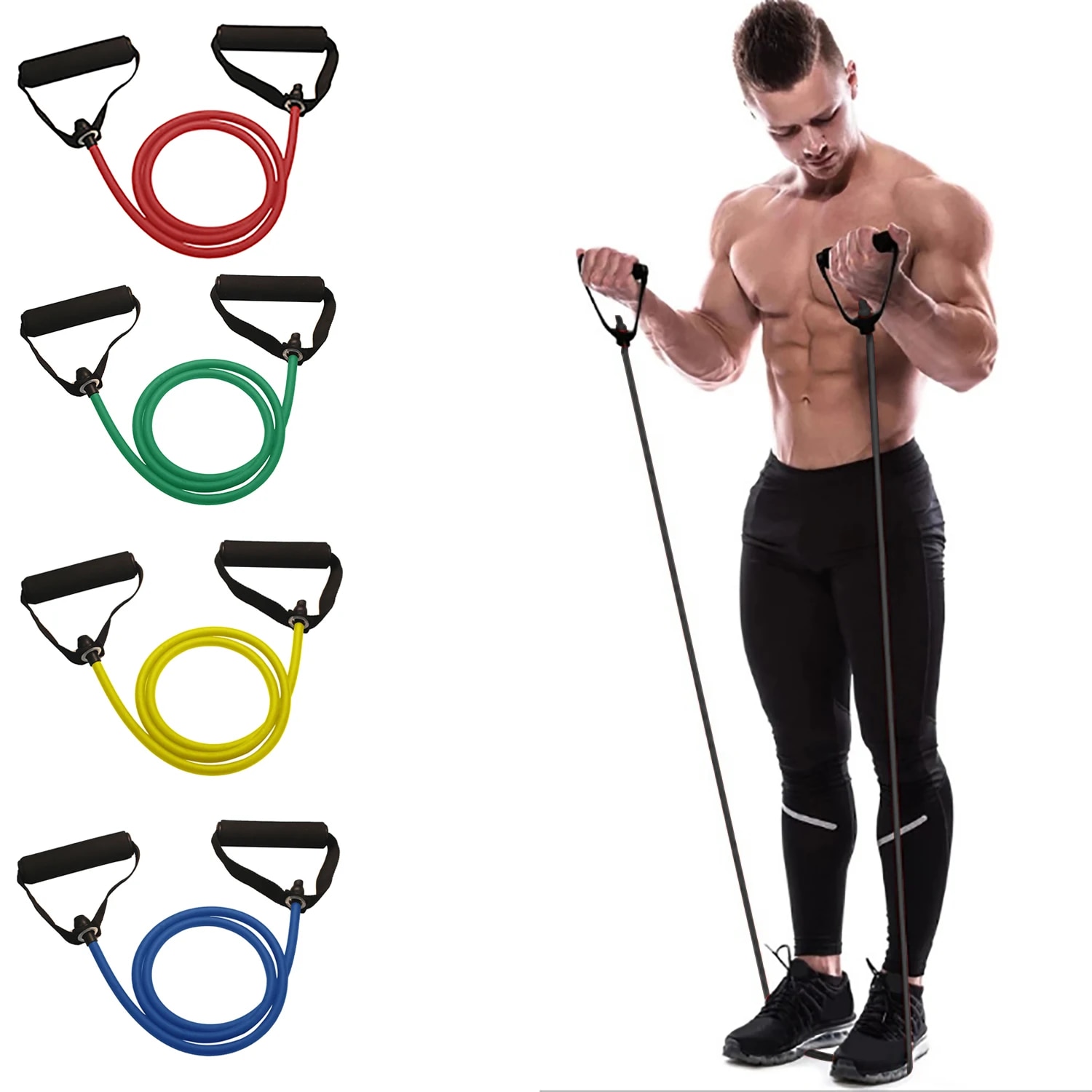Home Gym System - Resistance Bands With Handles, Exercise Bands,