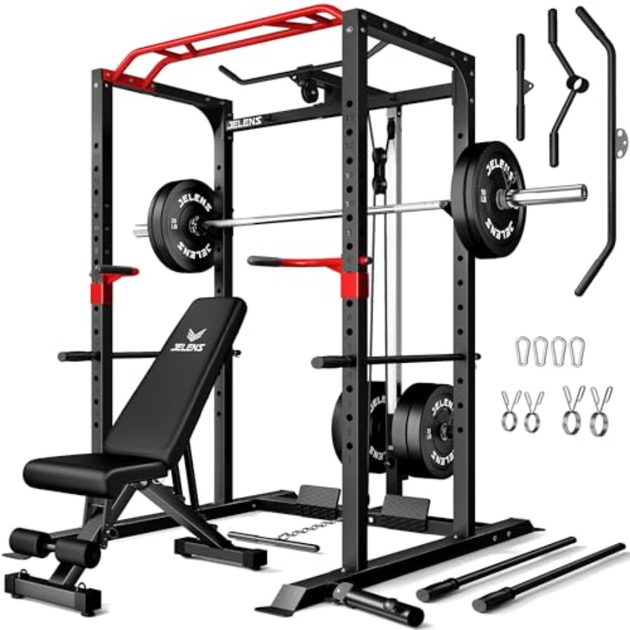 Home Gym System - Home gym power cage: steel, black,