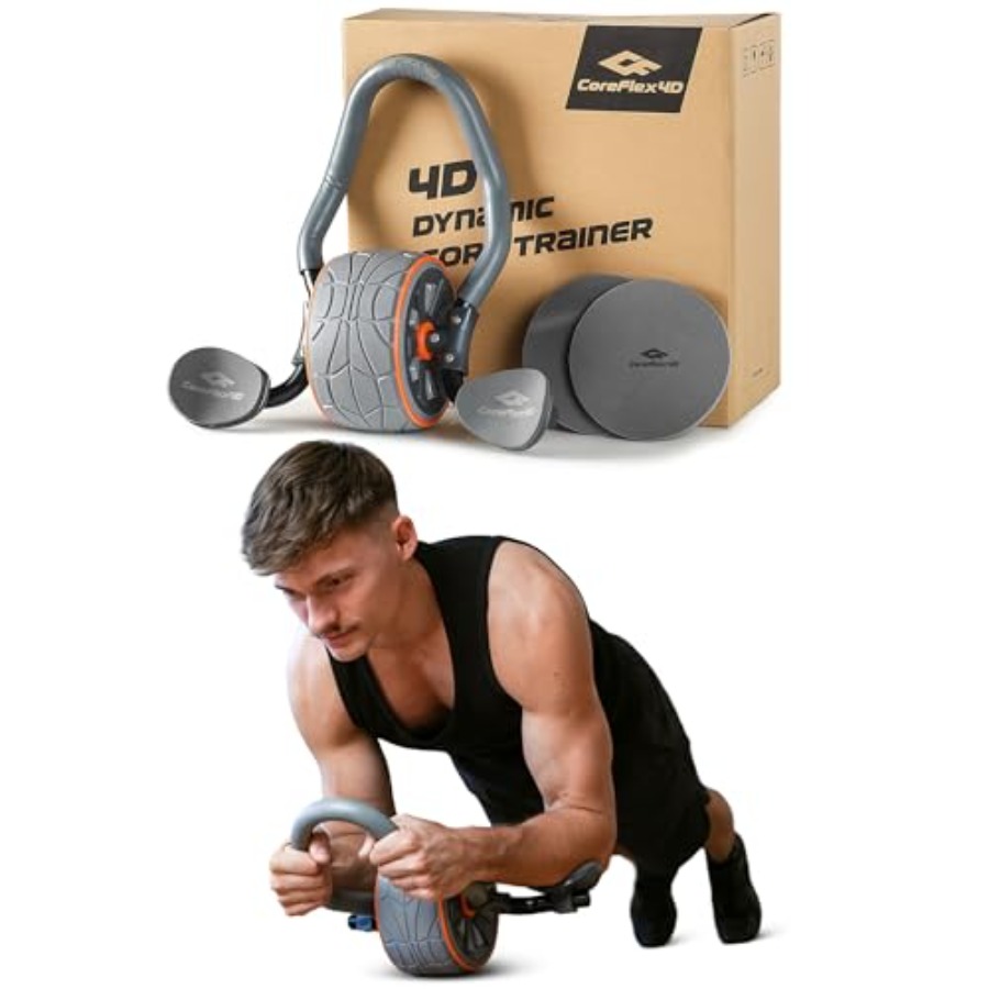 Home Gym Workout Equipment - CoreFlex4D Ab Roller Wheel with Elbow