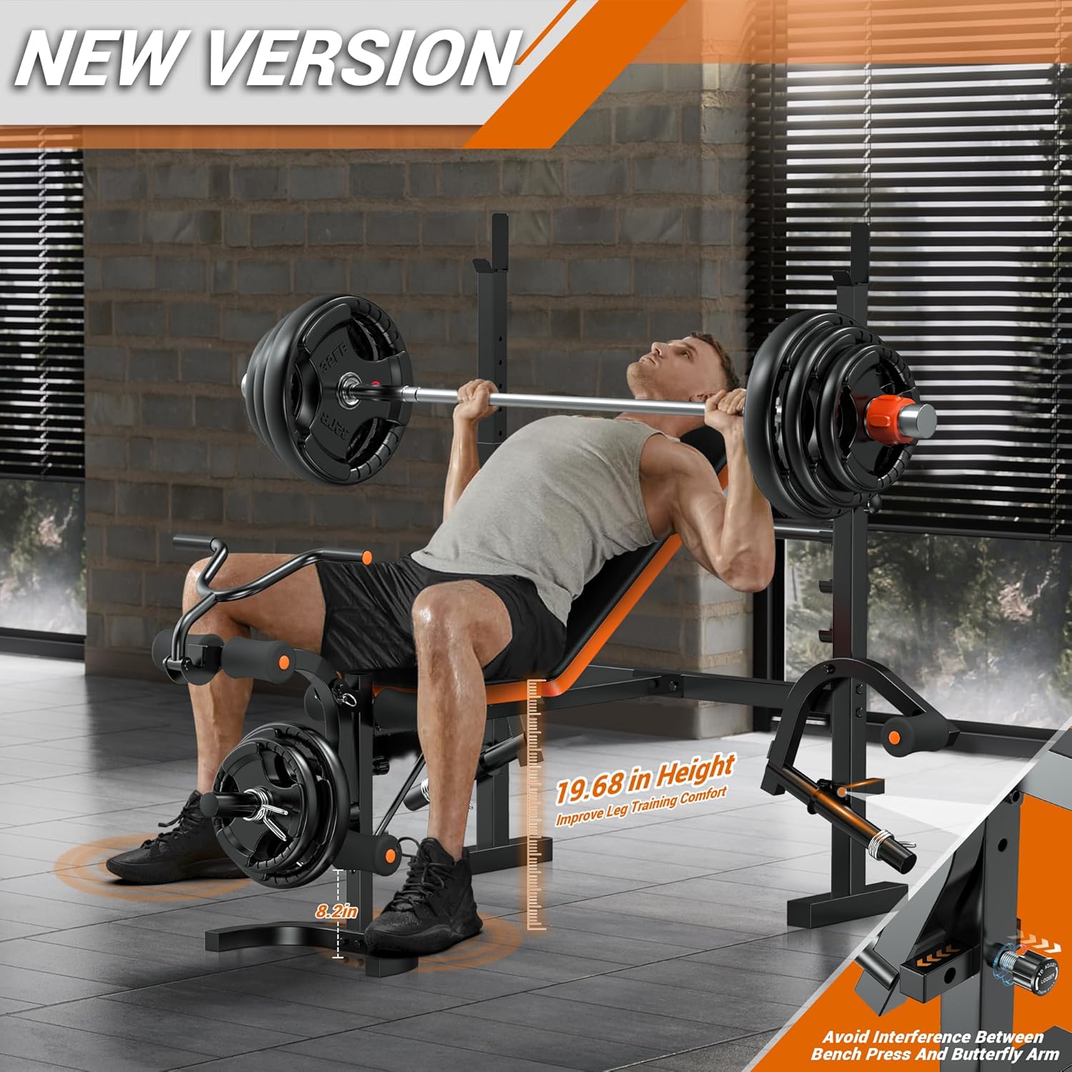 6-in-1 Weight Bench 770LBS wit - Home Gym Weight Bench ulasan dan harga