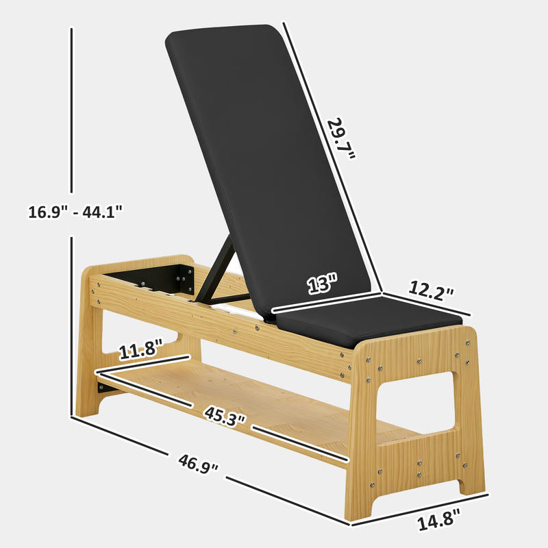 Wooden Adjustable Weight Bench - Home Gym Dumbbell Workout ulasan dan harga