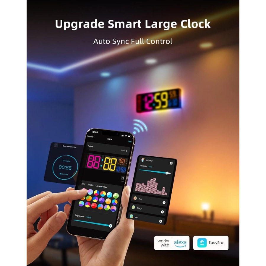 Smart Digital Wall Clock for c - Home Gym Diy ulasan dan harga