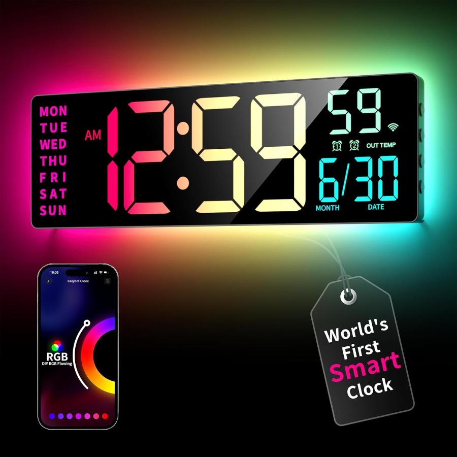 Smart Digital Wall Clock for c - Home Gym Diy ulasan dan harga