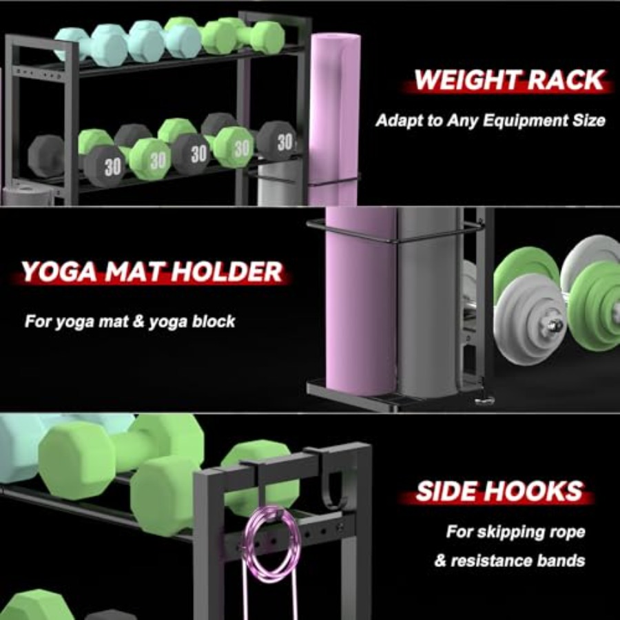 3-Tier Adjustable Dumbbell Rac - Home Gym Dumbbell Workout ulasan dan harga