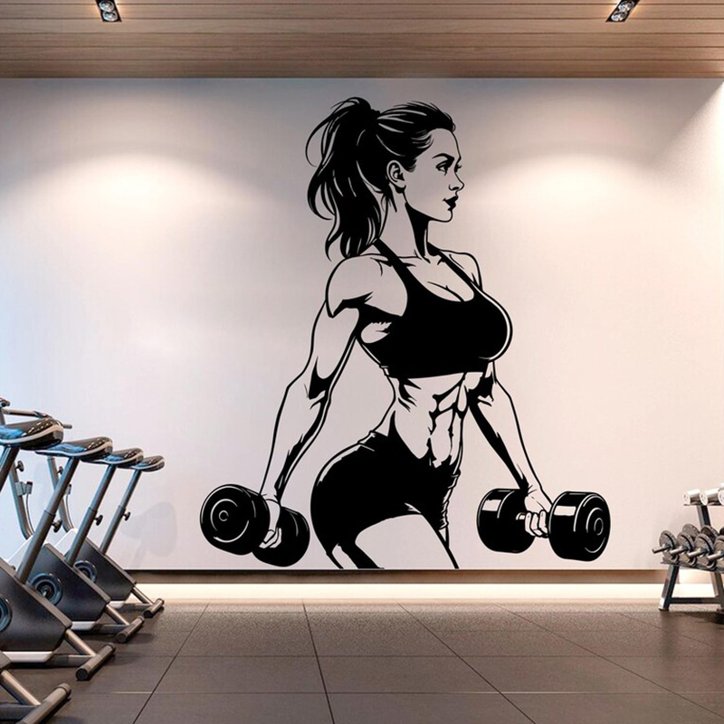 Gym Wall Decal Vinyl Power Fit - Home Gym Quotes ulasan dan harga