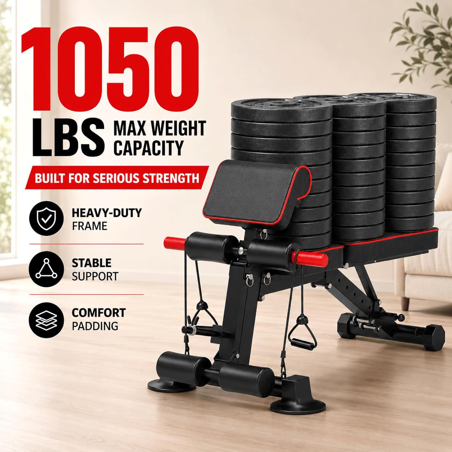 Adjustable Weight Bench 1050lb - Home Gym Weight Bench ulasan dan harga