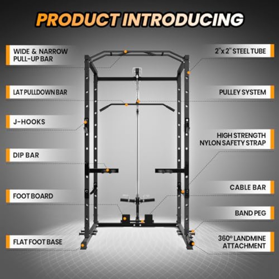 Home Gym Power Cage Heavy-Duty - Lat Pulldown Cable ulasan dan harga