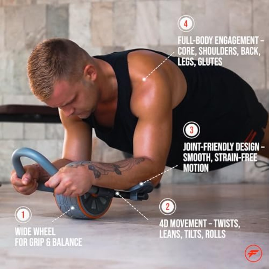 CoreFlex4D Ab Roller Wheel wit - Home Gym Workout Equipment ulasan dan harga