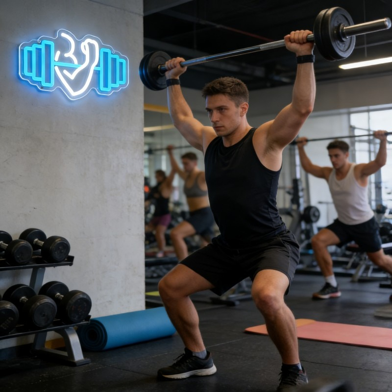 Bicep Dumbbell Neon Sign LED W - Home Gym Dumbbell Workout ulasan dan harga